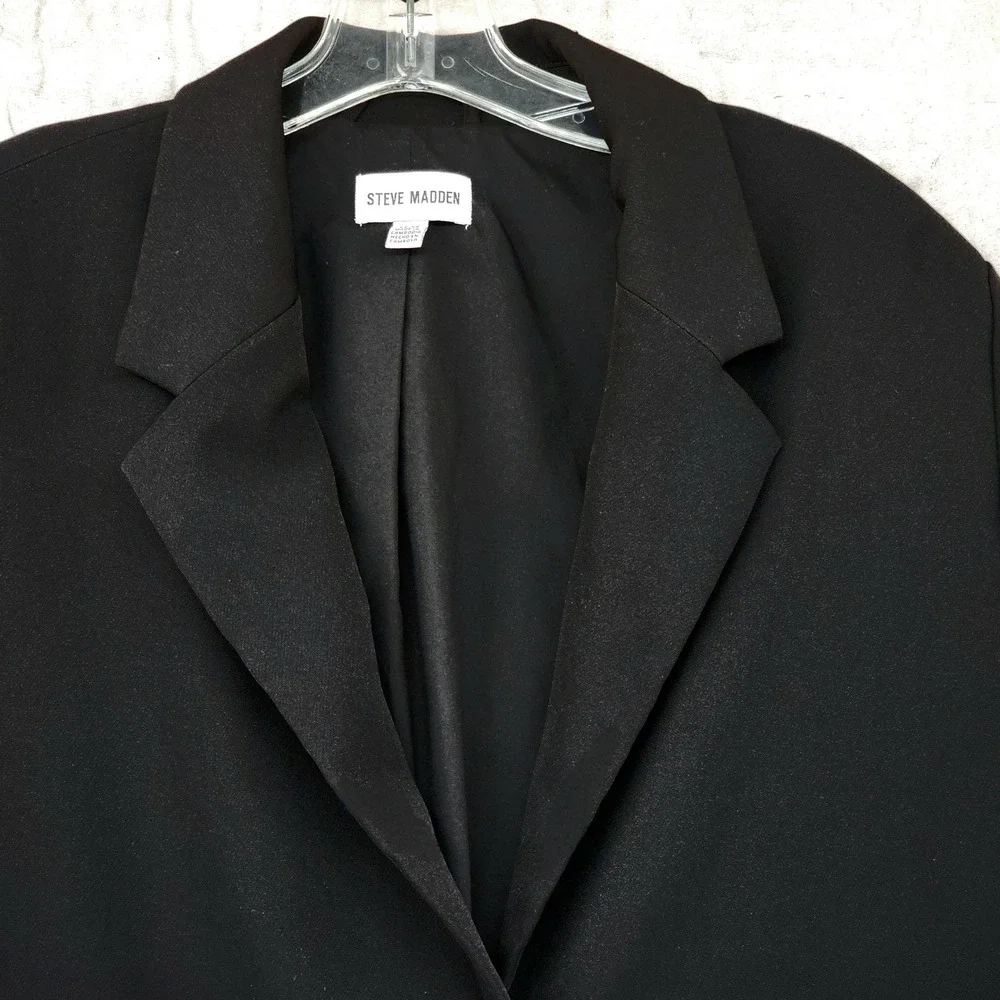 Steve Madden Blazer M Men Black Single Button Professional Career Minimalist NEW